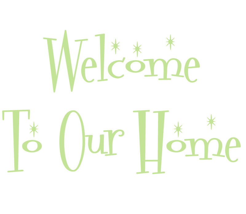 Décalcomanie murale "welcome to the home", Tarte à la lime, H 14,5 po x l 24 po x P 0,01 po