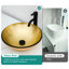 Lavabo décoratif texturé doré, avec bonde clic-clac et robinet noir assorti. Surface lisse et facile à nettoyer. Dimensions : 42 x 42 x 14 cm. Revêtement en verre trempé de qualité supérieure.