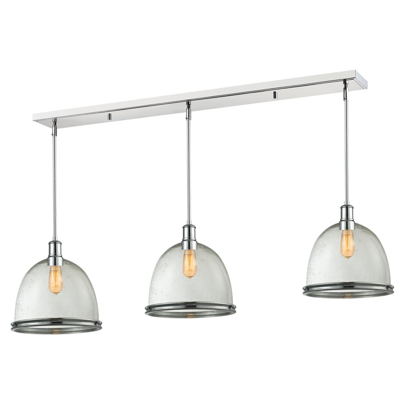 Marquise 3 - Light Kitchen Island Pendant, Chrome, 14" H x 55" W x 13" D