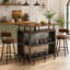 Table de bar en forme de L avec porte-verres et tablettes