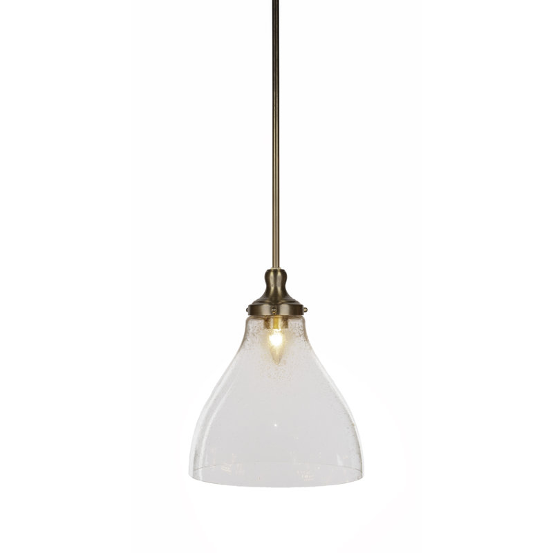 Luminaire suspendu en verre Elraine, Bulle transparente, H 14 po x l 11,5 po x P 11,5 po, Laiton New Age