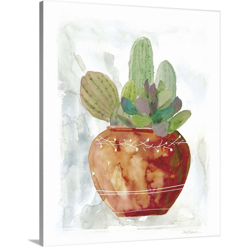 «Terracotta Succulent», art mural sur toile, Toile tendue, H 40 po x l 32 po x P 1,25 po