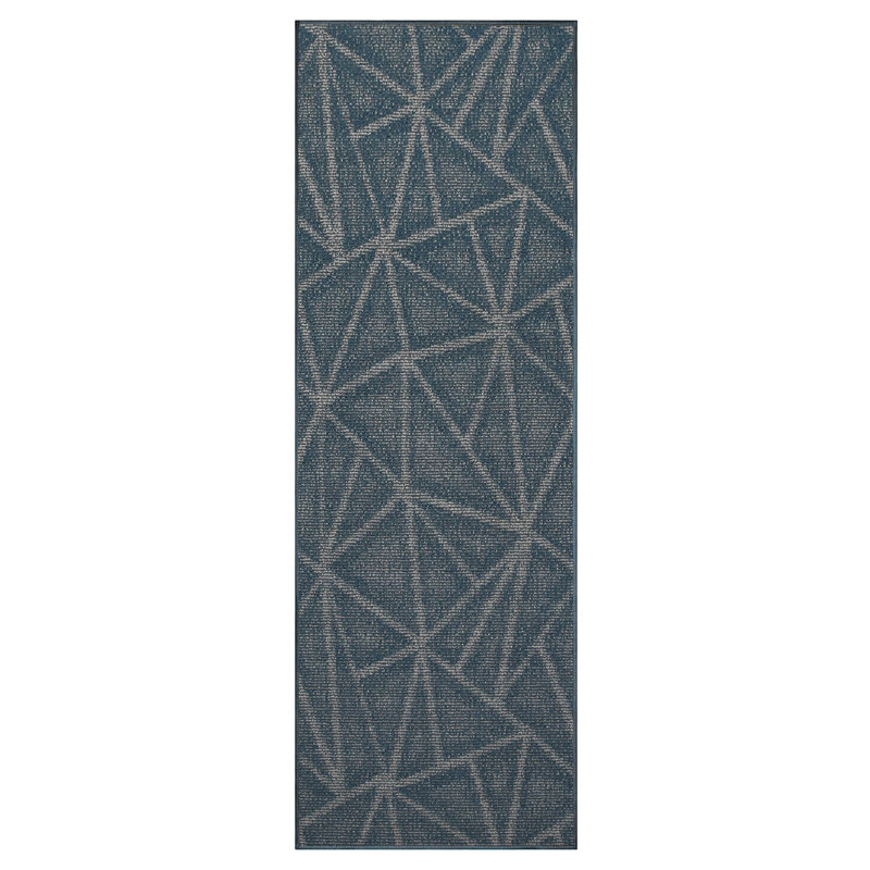 Tapis raffiné à imprimé raffiné bleu, Tapis de couloir 3 pi x 12 pi
