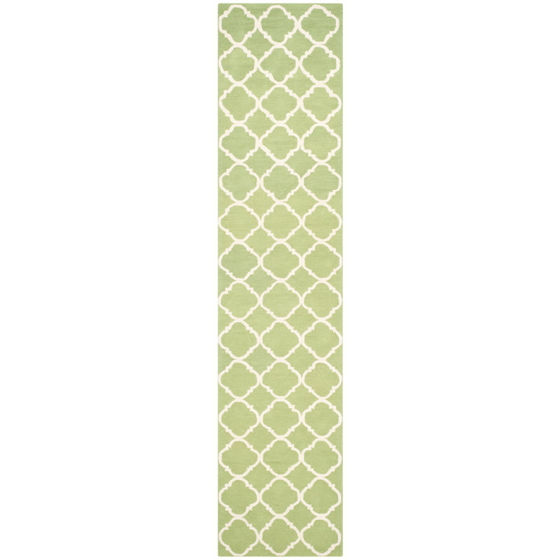 Fullerton Hand Hooked Cotton Pile Geometric Rug, Runner 2'3" x 12'