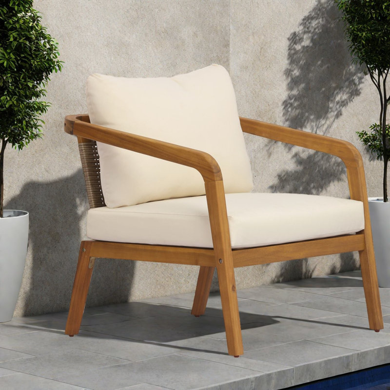 Chaises longues confortables de patio, chaise moderne en osier de bois d'acacia pour la piscine