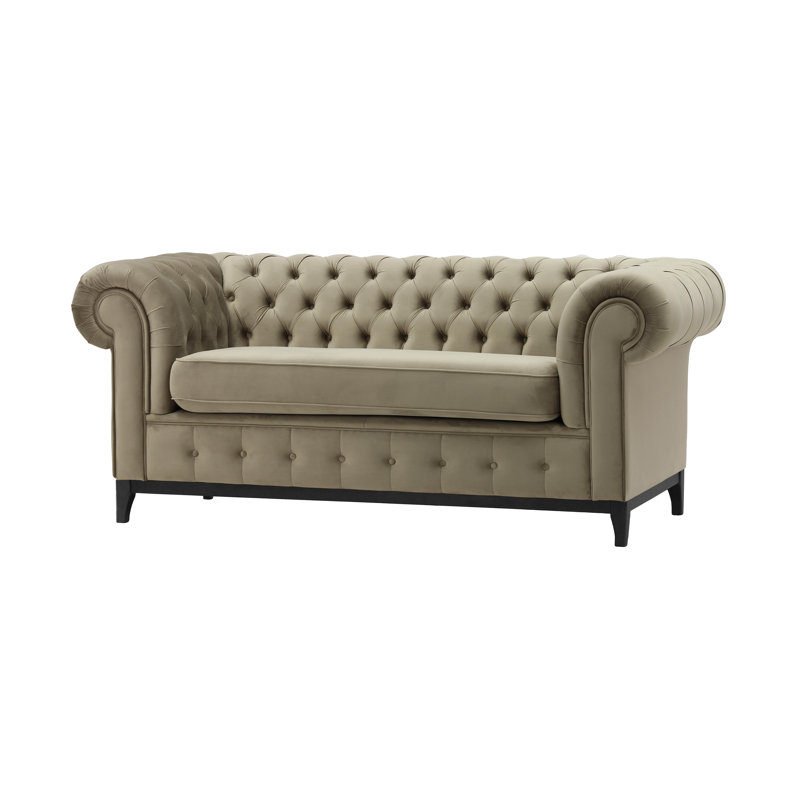 Fryar Velvet Sofa, 2, Light Grey, Black