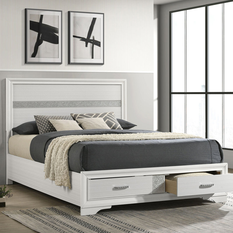 Urbana Storage Panel Bed, White, Queen