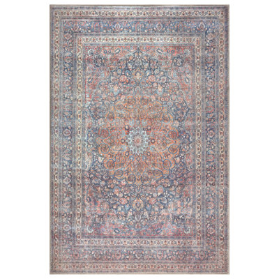  Washable Non-Slip Rug - Multicolor Traditional Medallion Area Rug for Living Room, Bedroom, Dining Room, and Kitchen
