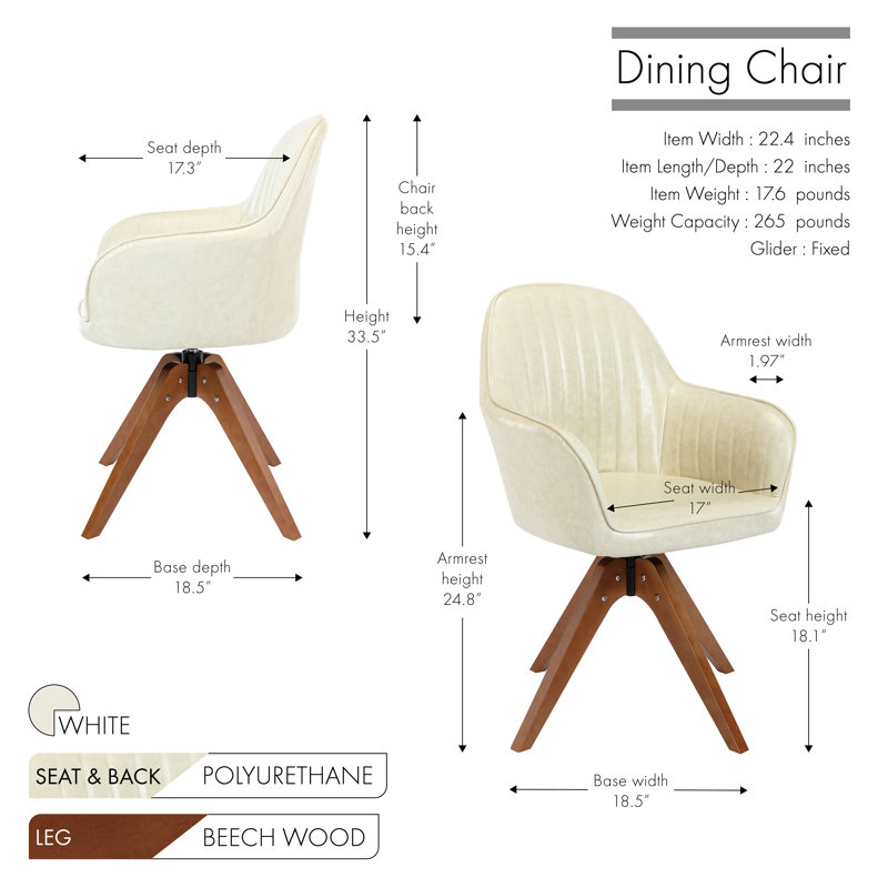 45.97cm H Upholstered Armchair, White PU
