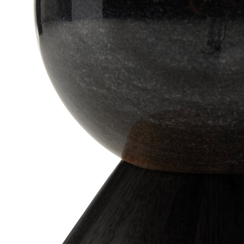 Bibianna Round Solid Wood Dining Table, Worn Black/Black Marble