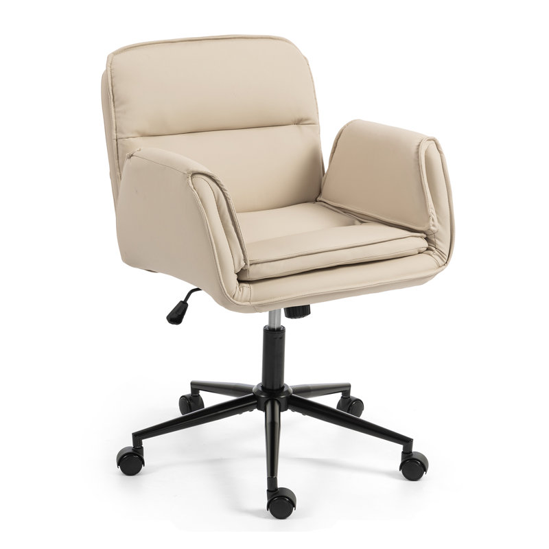 Fauteuil d'appoint pivotant en similicuir 23,6 po - Rotation à 360 °, Similicuir beige