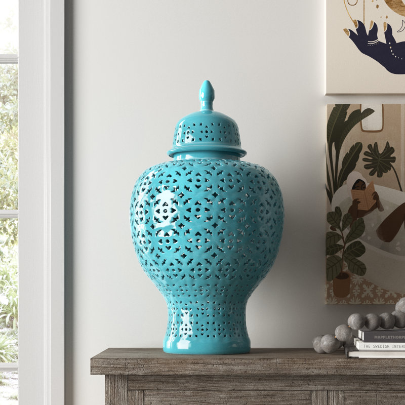 Pot à gingembre en porcelaine Largent, Turquoise