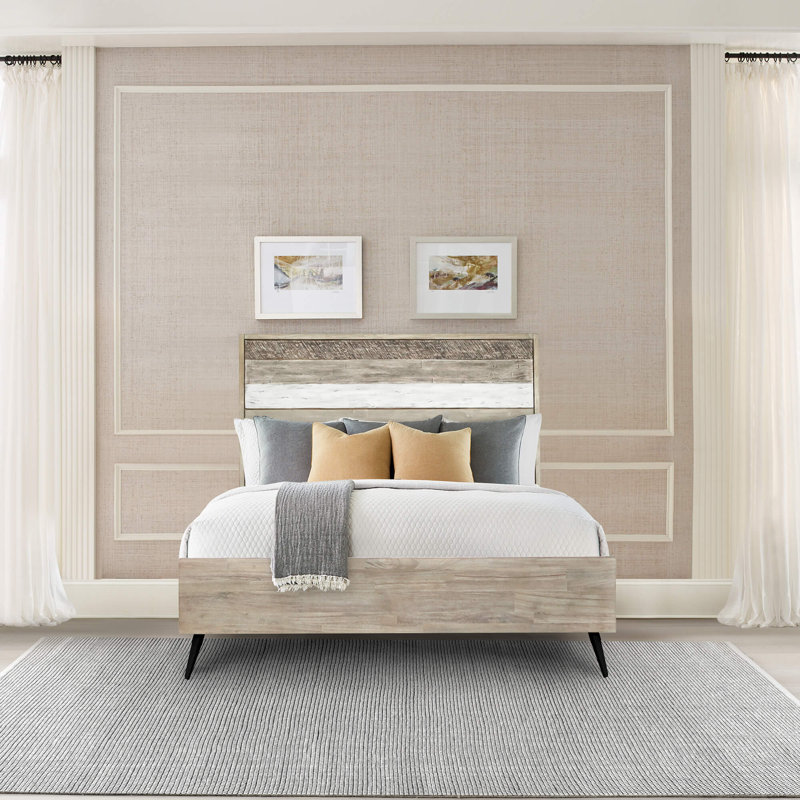 Lit plateforme en bois d'acacia deux tons, Grand