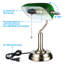 Lampe de bureau de lecture en verre vintage avec chaînette et abat-jour réglable (vert émeraude)