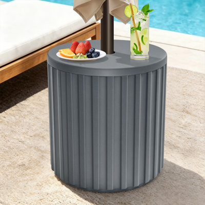 Outdoor side table with umbrella hole,Grey