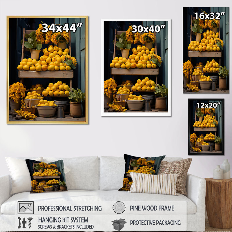 " Cuba Citrus Harmony ", 20" H x 12" W x 1" D, Black Floater Framed