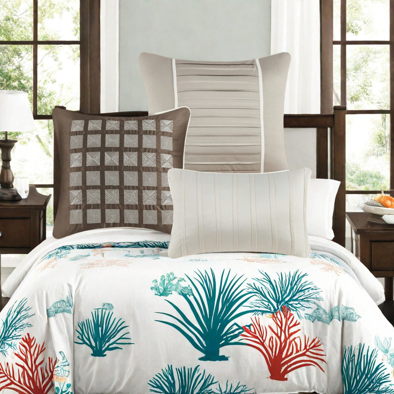 Ensemble de literie luxueuse 7 pièces, polyester charmeuse, style moderne pour la maison