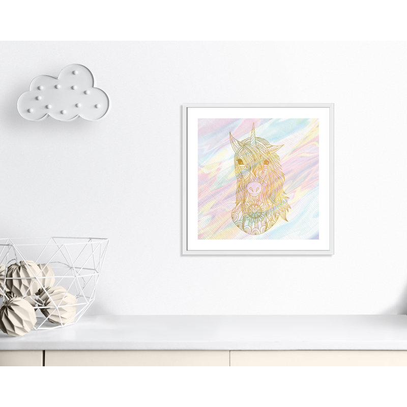 Dreaming licorne 2, H 27,5 po x l 27,5 po x P 1,19 po, Encadré de boîte blanc