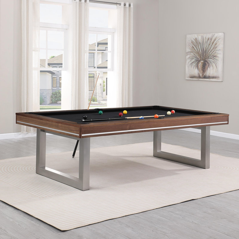 Table de billard en bois massif Harmony, 7 pi, Noir, Noyer naturel