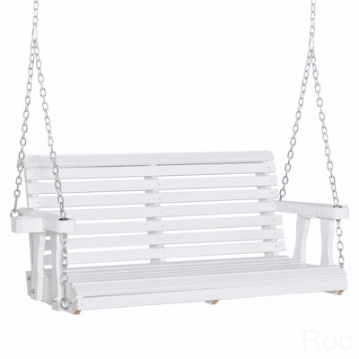 Balancelle d'extérieur en bois avec chaînes et porte-gobelets