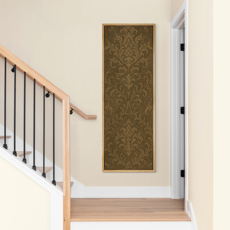 Art mural rétro avec motif damassé rétro, Naturel, H 60 po x l 20 po x P 1,5 po