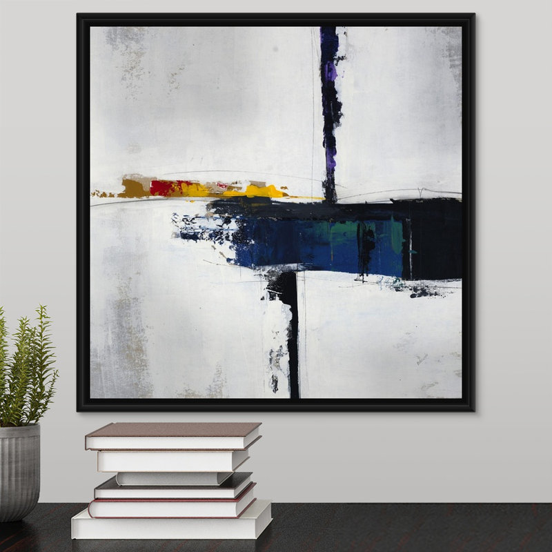 « time frame ii », peinture sur toile, H 17,7 po x l 17,7 po x P 1,75 po, Cadre flottant noir