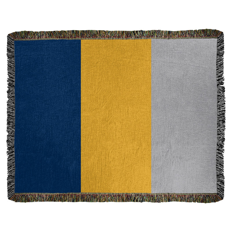 Golden State Hand Woven Throw Blanket, 52" W x 37" L, Indiana Navy Blue/Gold/Cool Gray