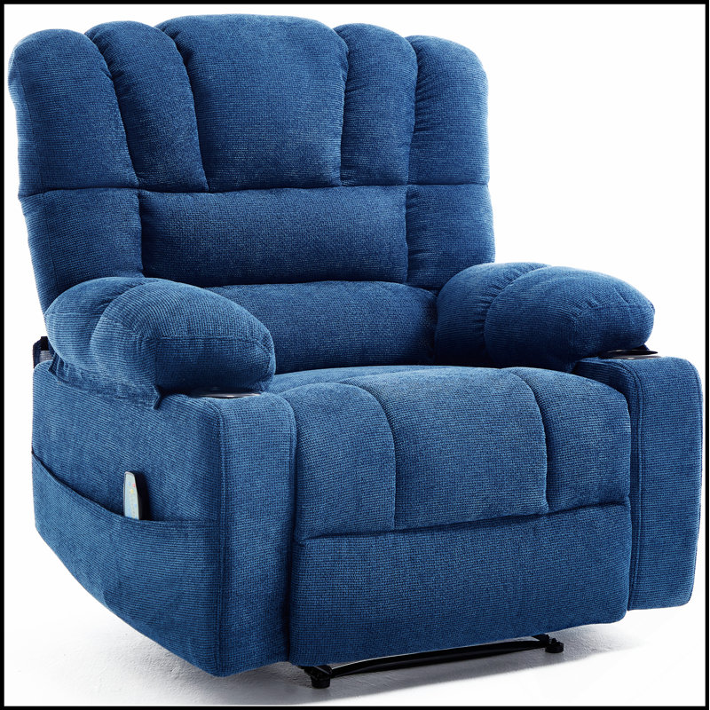 Fauteuil inclinable Living Space avec chauffage, vibration et positions inclinables multiples pour un confort ultime, Bleu
