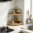 2-Tier Corner Countertop Storage Shelf – Triangle Bathroom Sink Organizer with Metal Rails, Waterproof Paulownia Wood Shelf for Vanity, Kitchen Spice Rack, Cosmetic Display, Easy Assembly,