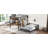 Queen Over Queen Metal Bunk Bed With Raised Security Fence, Vintage Wood-Colored Finish, And Separable Design For Flexibility-453483689
