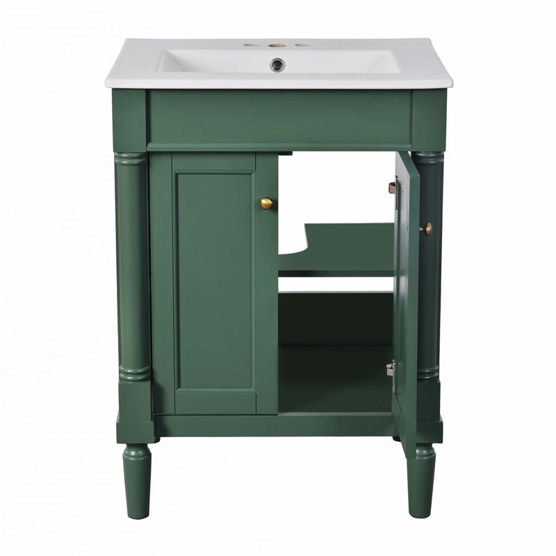24'' Bathroom Vanity With Top Sink, Green