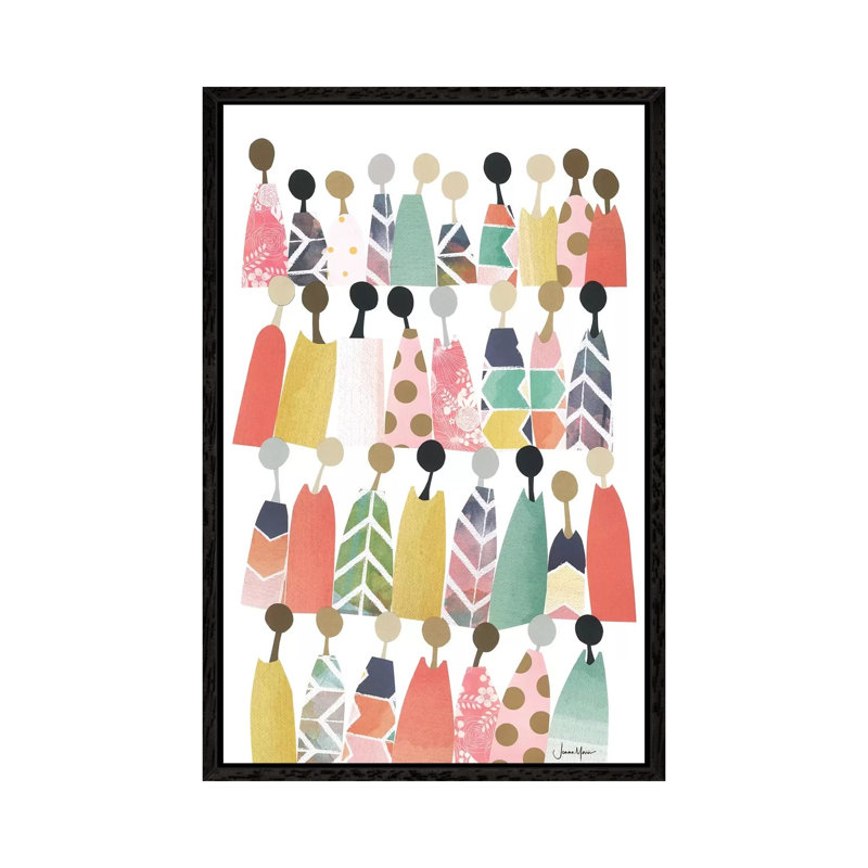Pastel Rainbow People - Painting on Canvas, Black Framed Canvas, 101.6 cm H x 66.04 cm W