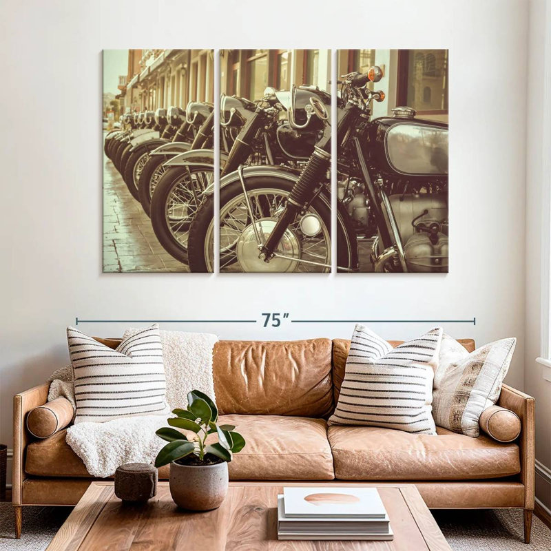 Motos noires Mehar Vintage, H 42 po x l 65 po