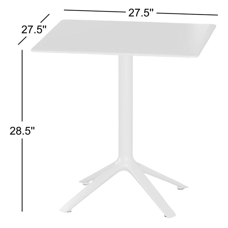 EEX Square Dining Table, White, White