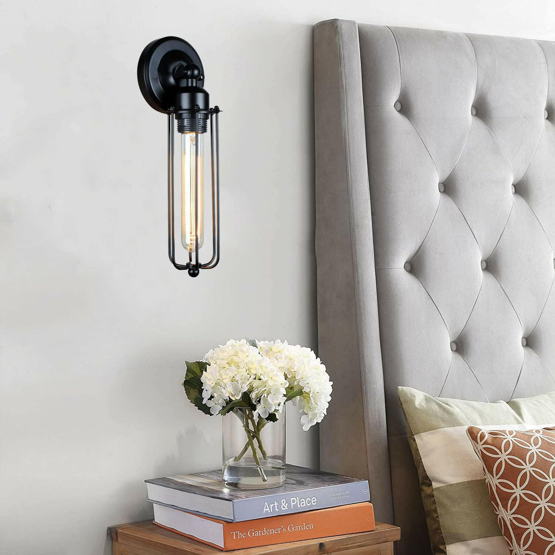 Vintage Industrial Adjustable Cage Wall Sconce – Retro Metal Wire Lamp E27 For Bedroom, Kitchen, Hallway