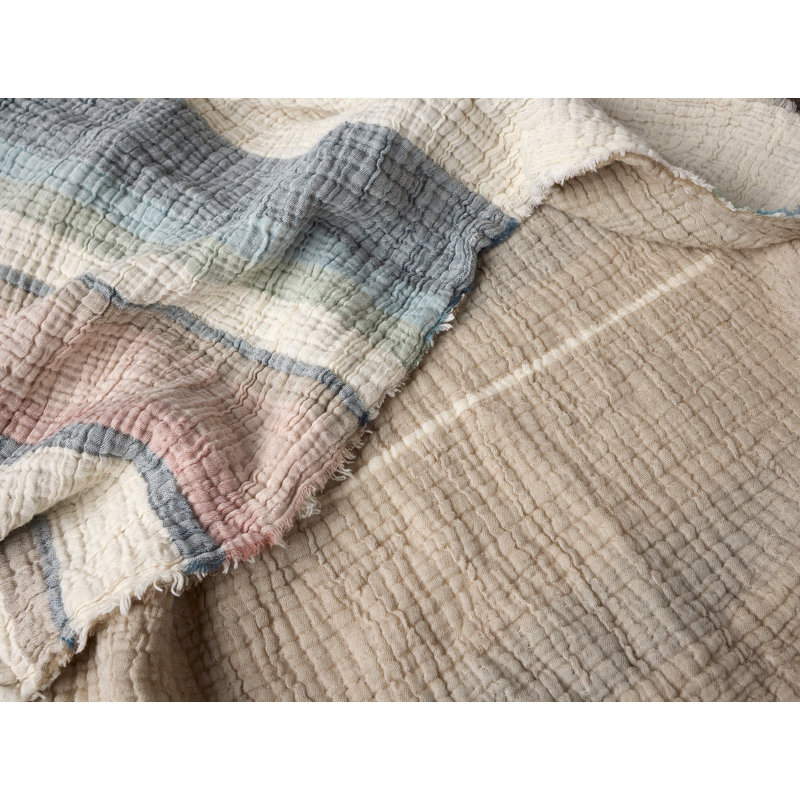 Topanga Organic Matelasse Woven Throw, Dusk Stripe