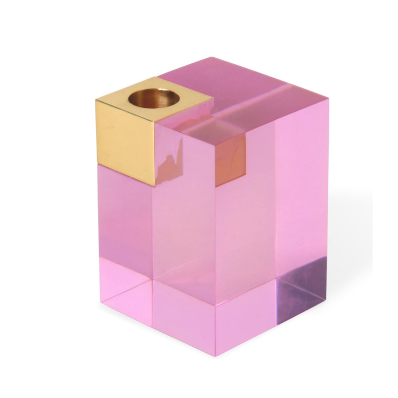 Monte Carlo Candle Holder, Pink, 2.5" H x 3" W x 3" D