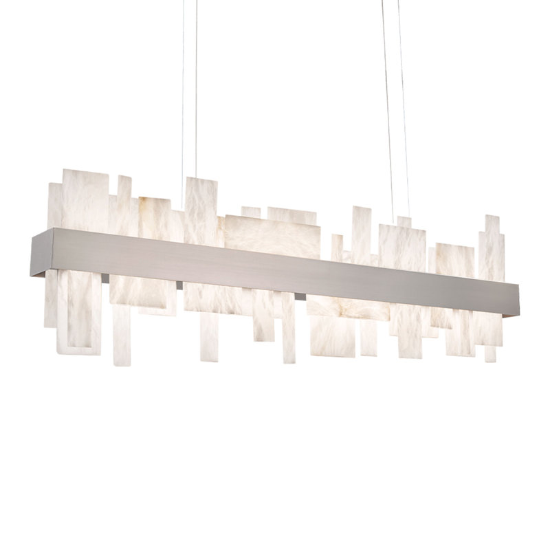 Acropolis Dimmable LED Kitchen Island Square / Rectangle Chandelier, Brushed Nickel