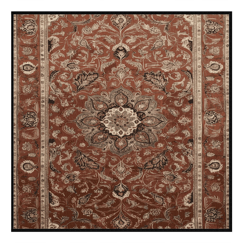 Tapis brun lavable à la machine, Carré 7 pi