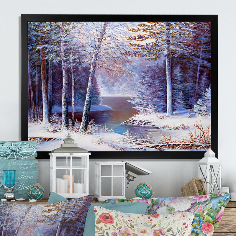«Sunshine Through Snowy Winter Landscape», reproduction d'art sur toile, H 8 po x l 12 po x P 1 po