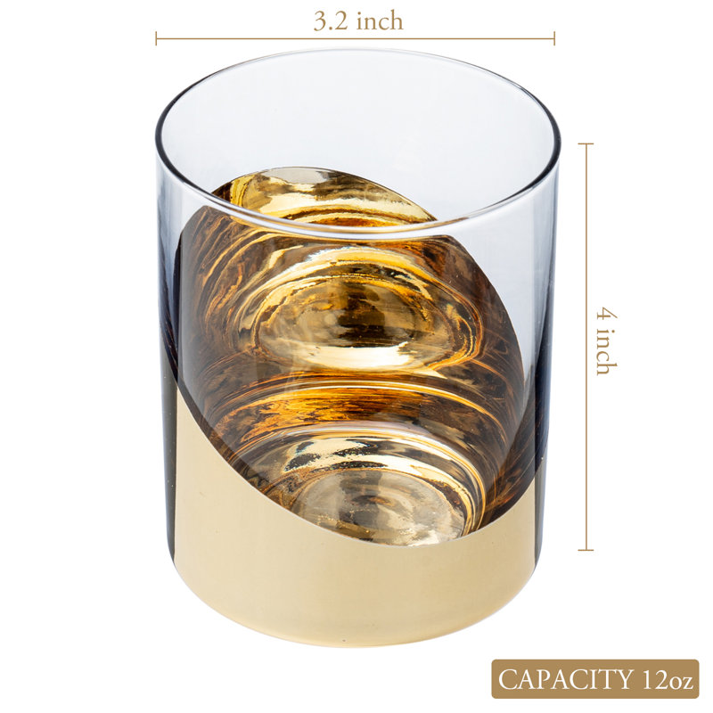Mercer41 Timathy 12oz. Brass Whiskey Drinking Glasses