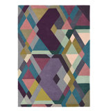 Hand Tufted Wool Abstract Area Rug in Light Purple/Pink/Light Blue