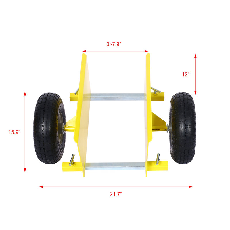 Chariot à panneau 600 lb Roues pneumatiques, Jaune