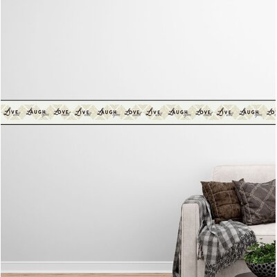 Jendri Peel And Stick Wallpaper Border - Retro Black, Cream, Off-White Live, Love, Laugh Wall Border Retro Design, 15 Ft. X 7 In., Self Adhesive -  Red Barrel StudioÂ®, 9BD808443FFC4253894F784761DA9D81