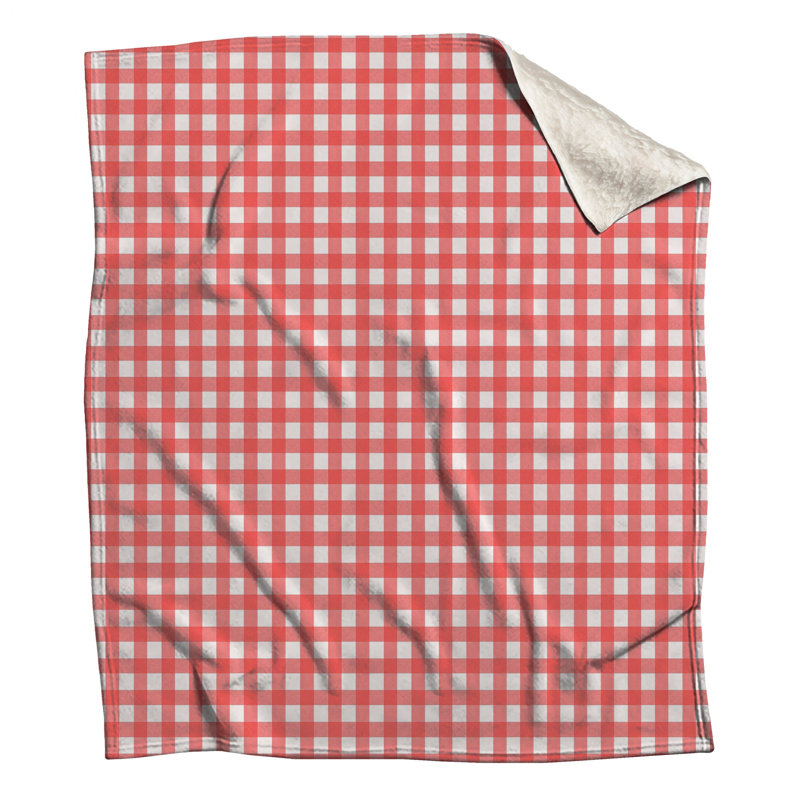 Red White Gingham Pattern Blankets, 60in W x 80in H