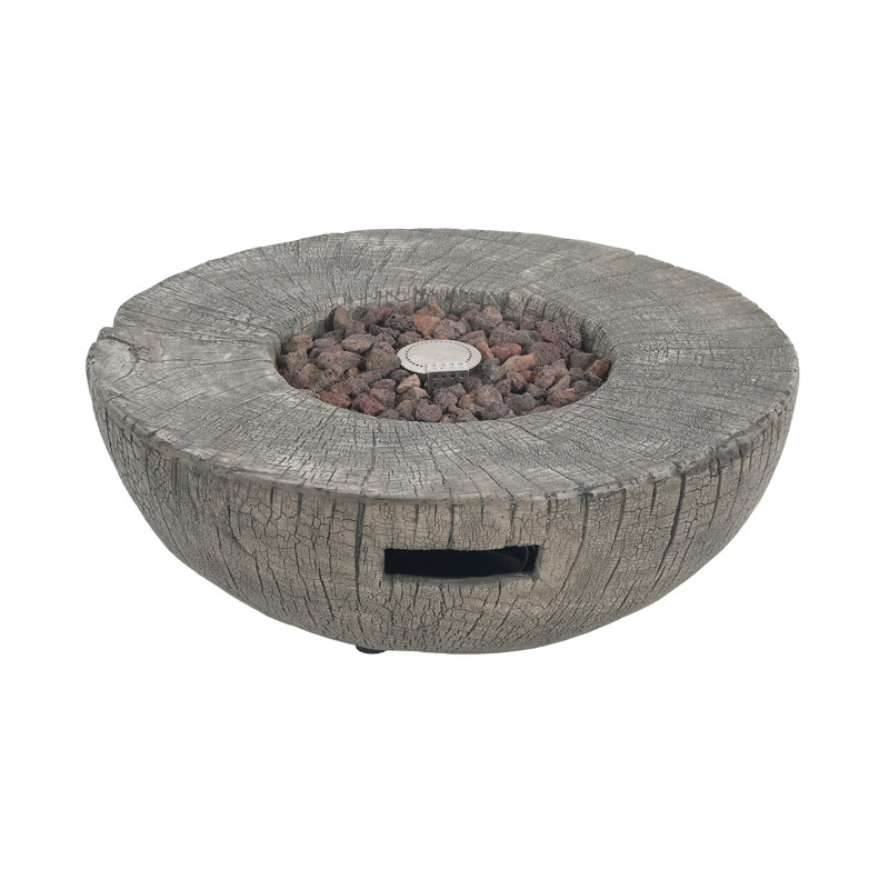 Patio Propane Fire Pit, 30000 BTU MGO Outdoor Fire Bowl with Lava Rocks - Light Grey Weatherproof Design for Backyard Gatherings, No Assembly Required