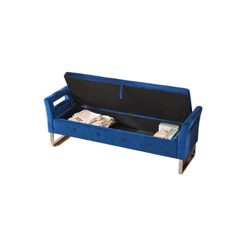 Banc de rangement capitonné l 67,89 po, Marine