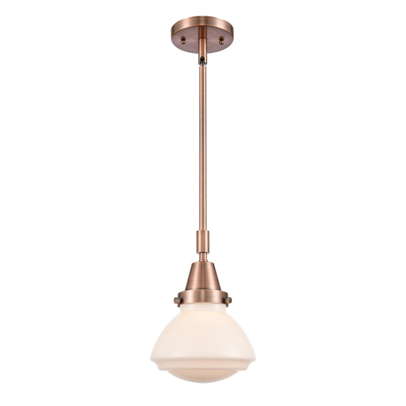 Luminaire suspendu en forme de cloche à 1 lumière Caille, Blanc mat, Ampoule non incluse, Cuivre antique