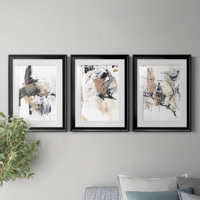 Ruckus I - Ensemble de 3 cadres photo, H 30,5 po x l 67,5 po x P 1 po, Cadre noir