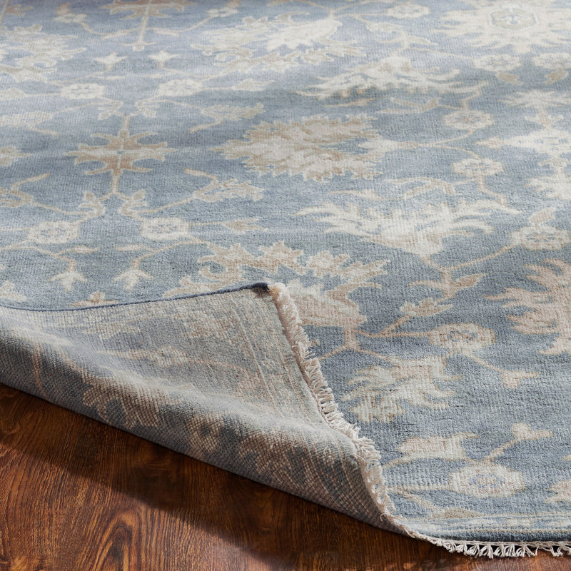 Faucett Wool Oriental Area Rug in Blue, Rectangle 10' x 14'
